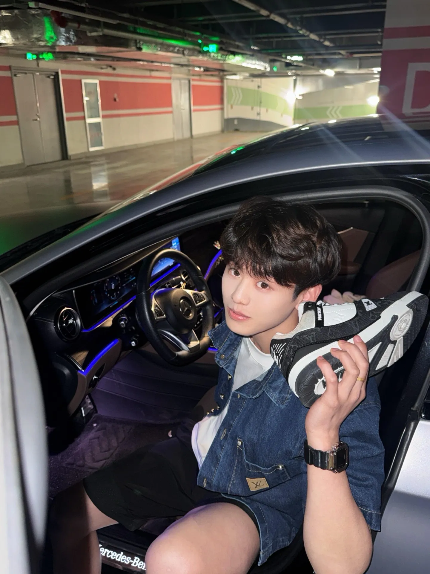 Louis Vuitton/Louis Vuitton Paris catwalk style denim blue short-sleeved shirt
